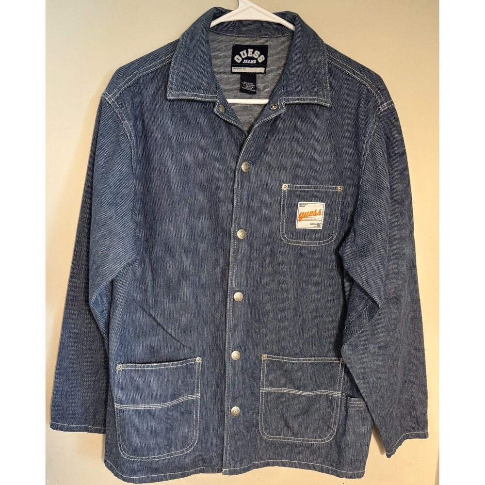 GUESS Jeans Indigo Railroad Stripe Retro Jacket - Boys Size L (16/18)
